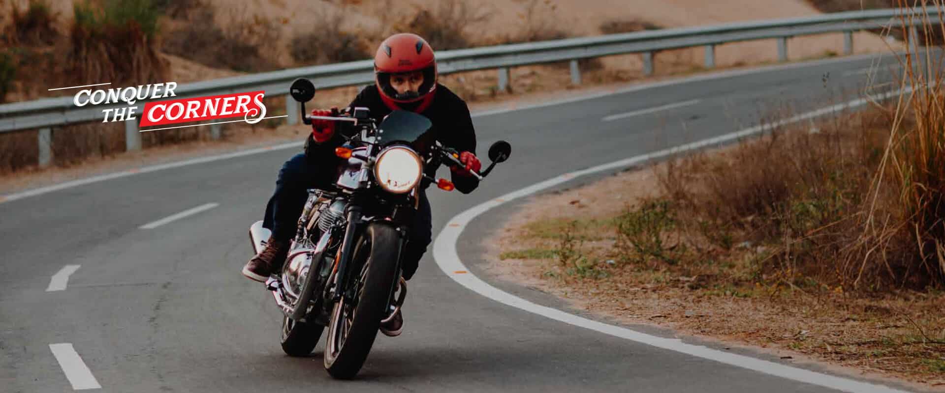 Conquering corners on the Royal Enfield Continental GT