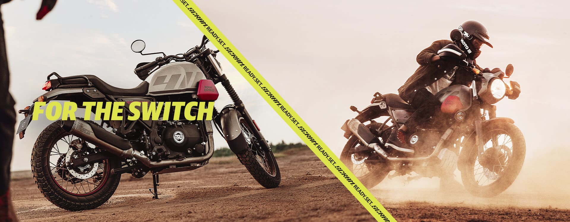 The Royal Enfield Scram's dual purpose tires ensure sure footed grip on multiple surfaces