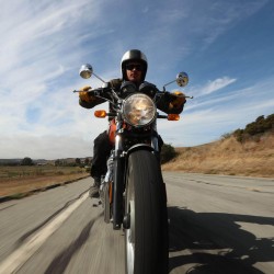 Relaxed, sit-up riding position of the Royal Enfield Interceptor
