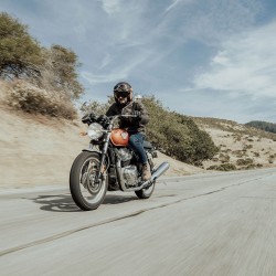 Eating up the road on a Royal Enfield Interceptor