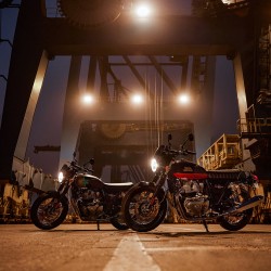 Royal Enfield Interceptors at night