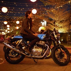 Royal Enfield Continental GT in Ventura Storm pictured at night