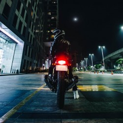 Royal Enfield Continental GT taillight pictured at night