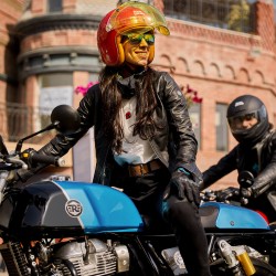 Two Royal Enfield Continental GT in Ventura Storm