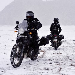 Royal Enfield Himalayan taking on the snow