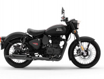 Dark Stealth Black Royal Enfield Classic 350 motorbike in Dark Stealth