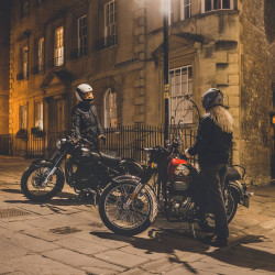 Royal Enfield Classic 350s at night